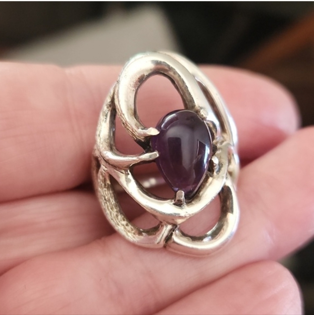 OOAK Amethyst Artisan ring/sterling silver FIRM PRICE